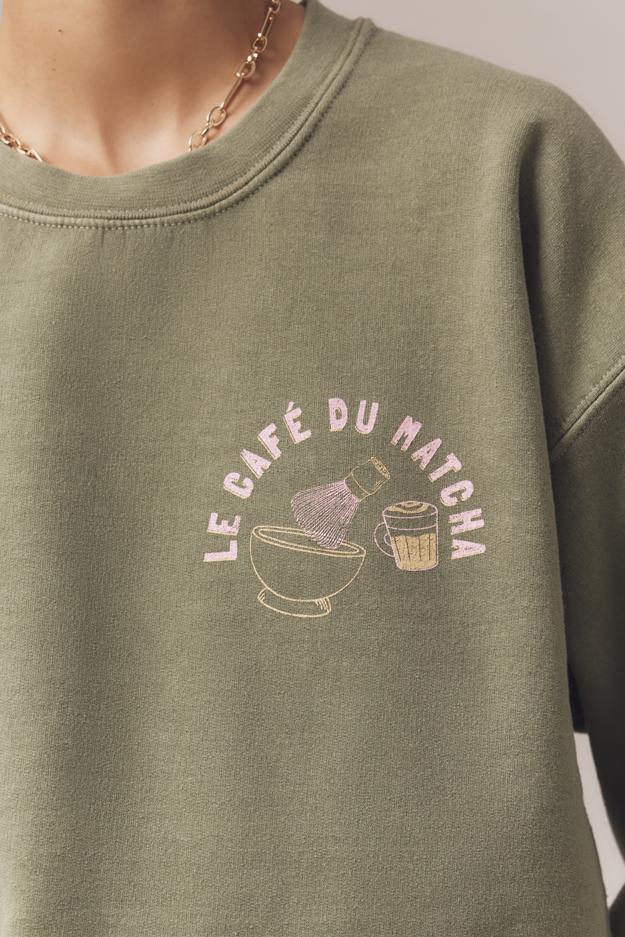By Anthropologie Le Café du Matcha Graphic Sweatshirt
