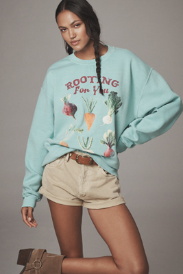 By Anthropologie Rooting For You Graphic Sweatshirt In Blue