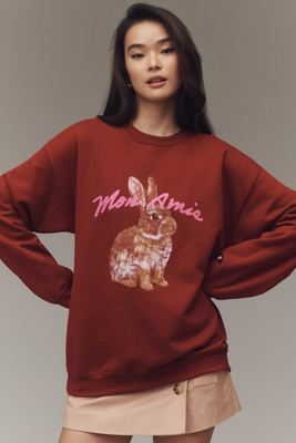 By Anthropologie Graphic Pullover Sweatshirt In Brown