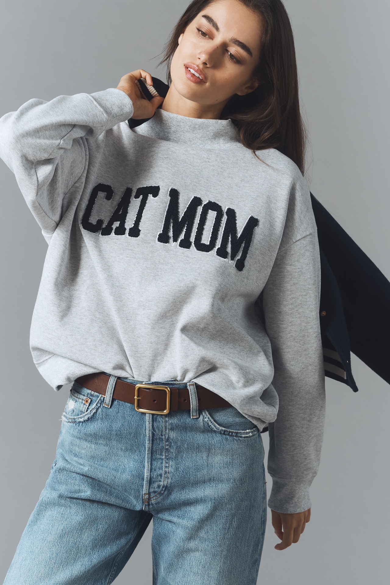 By Anthropologie Mock-Neck Pet Mom Sweatshirt
