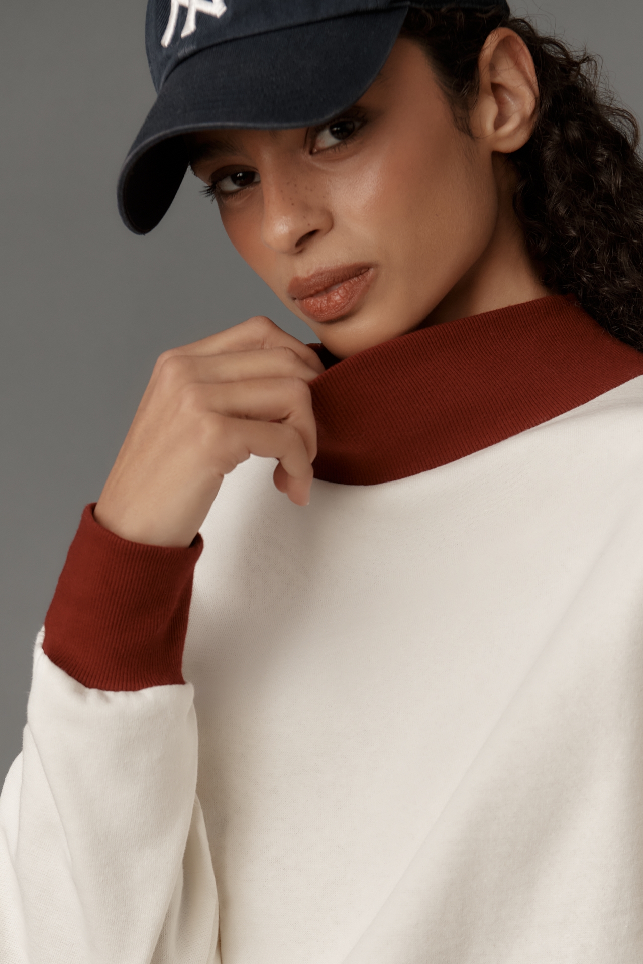 By Anthropologie Colorblocked Mock-Neck Pullover