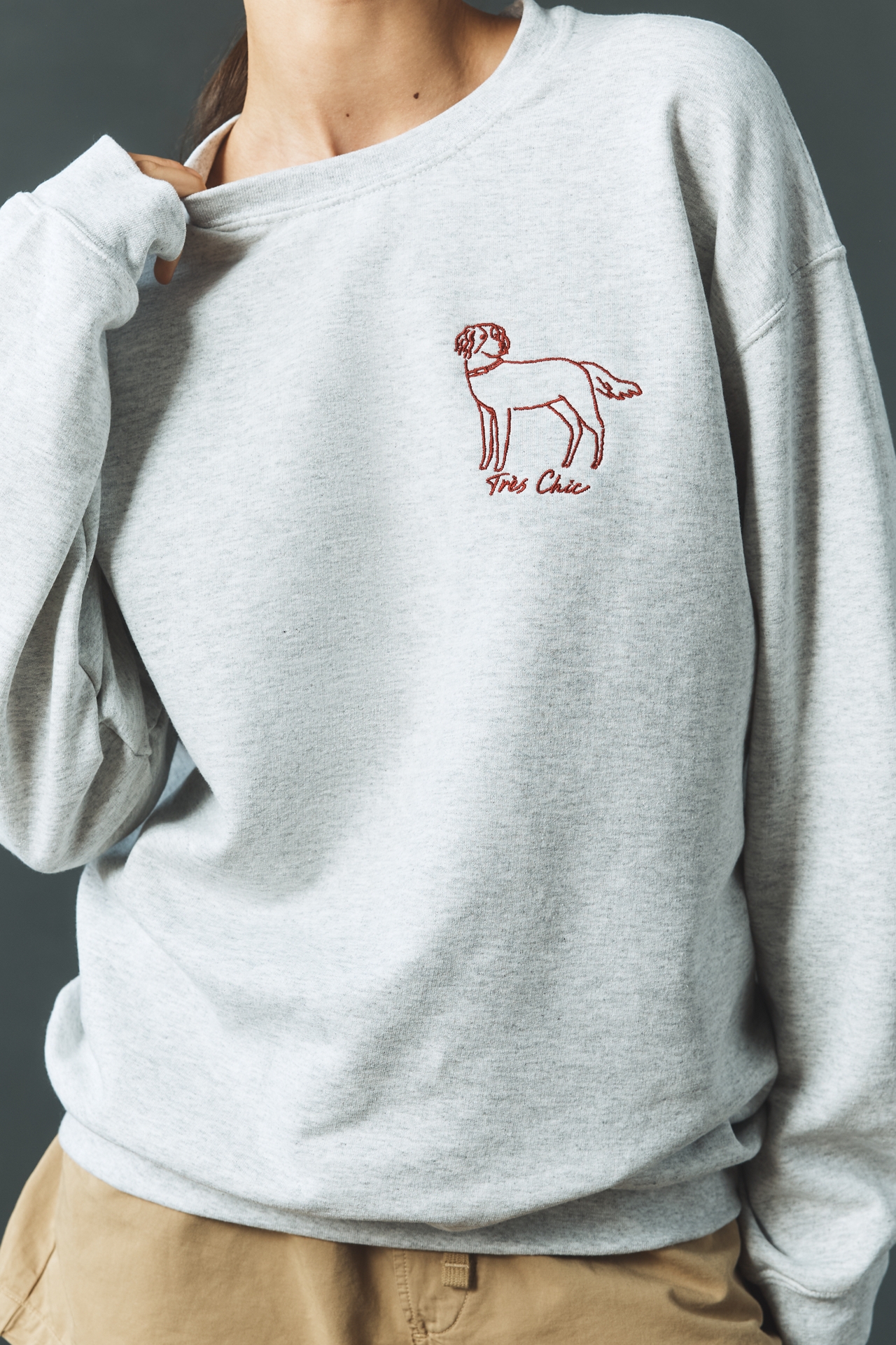 By Anthropologie Embroidered Dog Sweatshirt