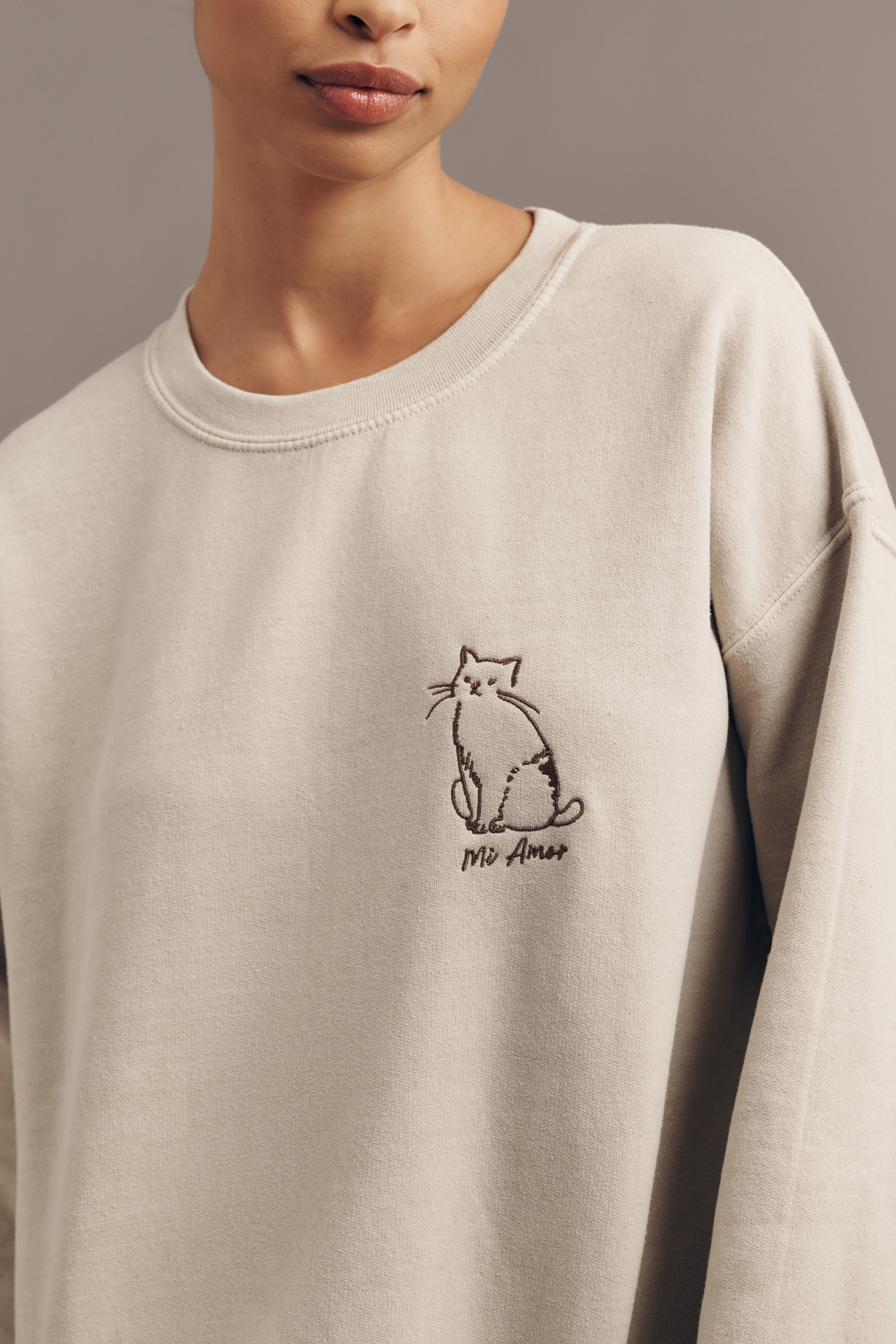 By Anthropologie Cat Embroidered Sweatshirt