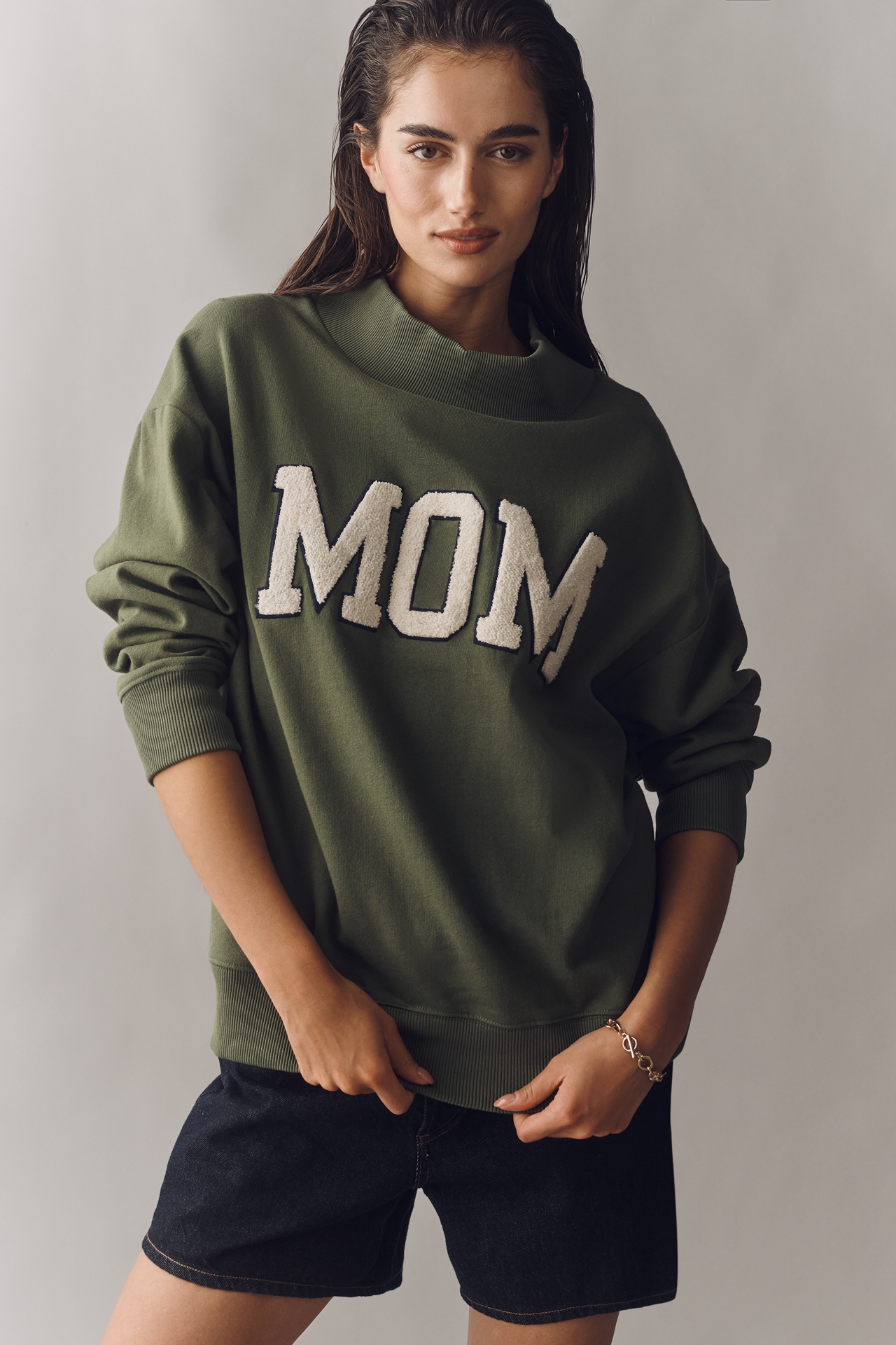 By Anthropologie Mom Mock-Neck Pullover