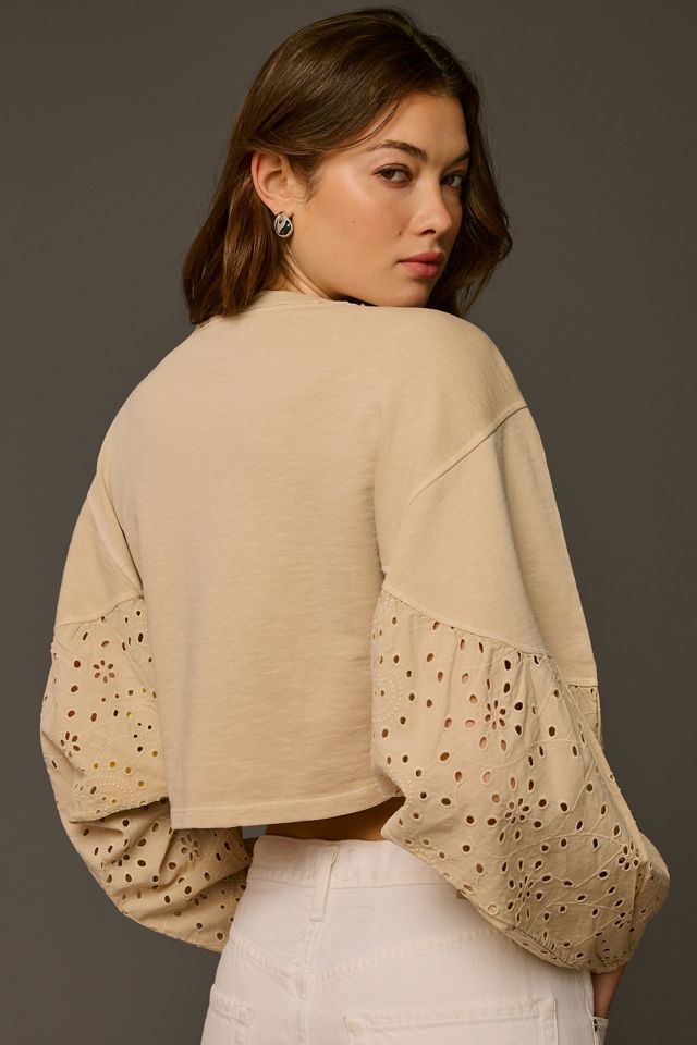 Pilcro Batwing Eyelet Sweatshirt | Anthropologie