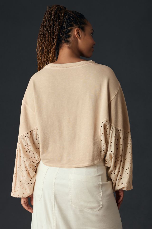 Pilcro Batwing Eyelet Sweatshirt | Anthropologie