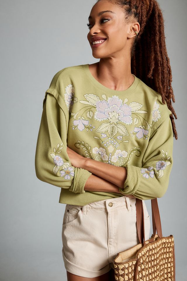 By Anthropologie Embroidered Sweatshirt