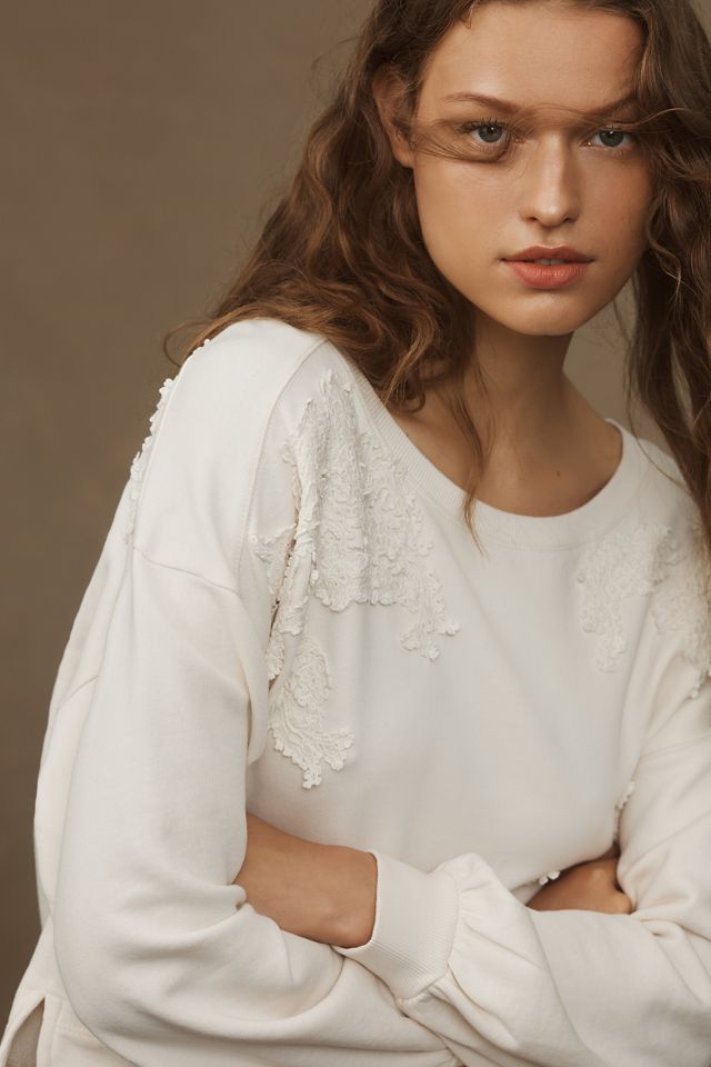 By Anthropologie Crochet Appliqué Pullover #2