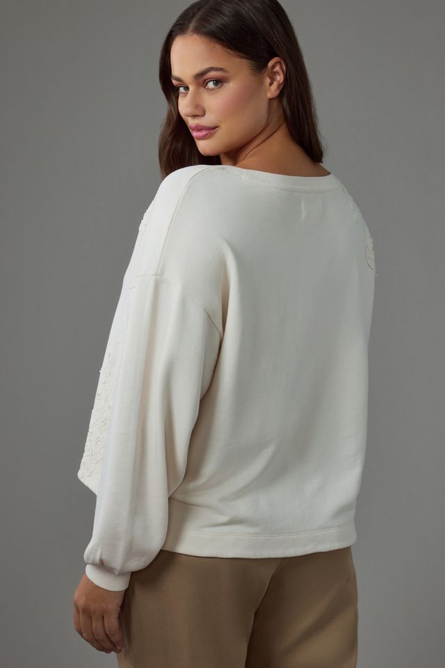 By Anthropologie Crochet Appliqué Pullover #5