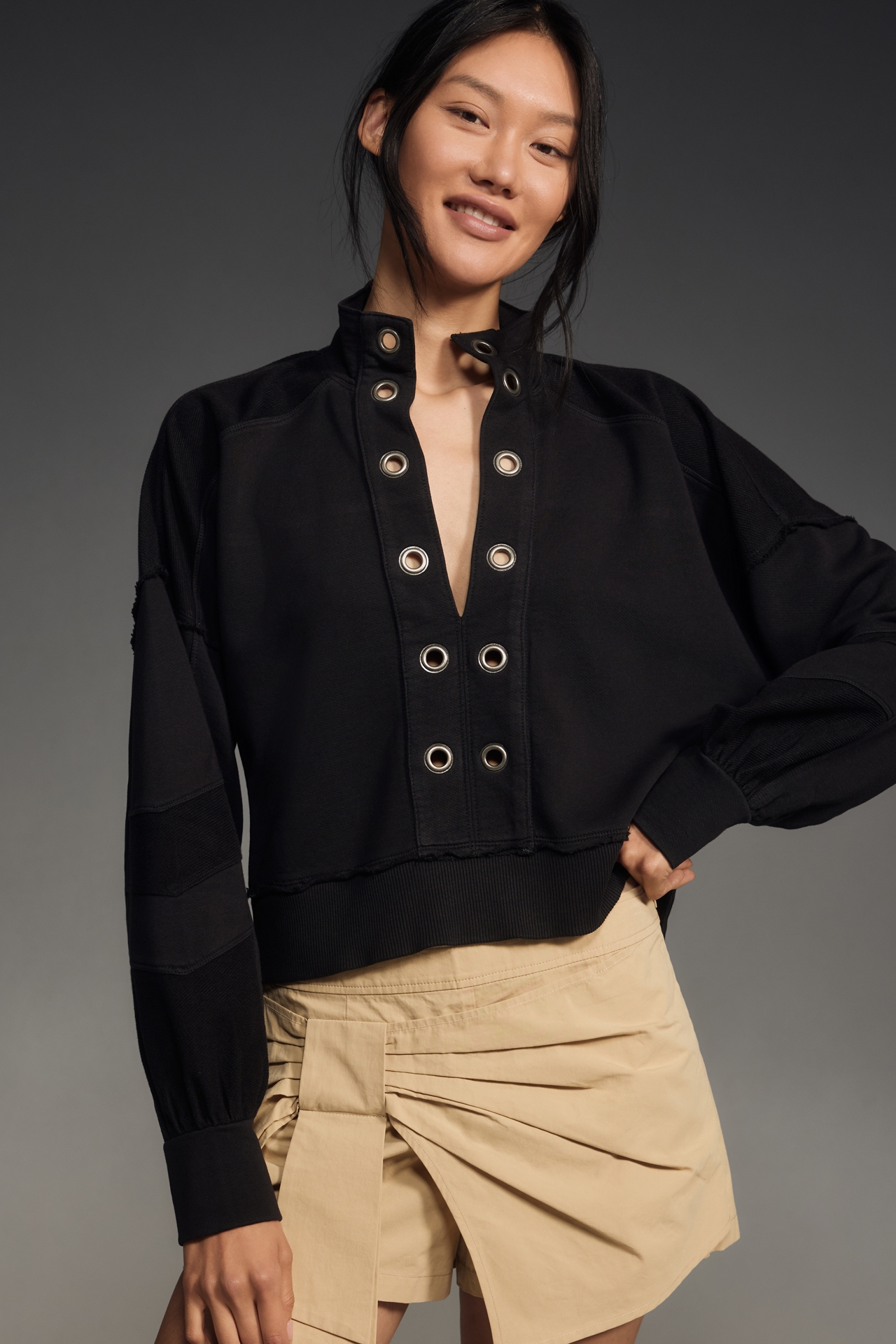 The Kamrie Pieced Popover Top by Pilcro