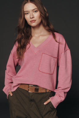 Pilcro The Montana Pocket Knit Top By  In Pink