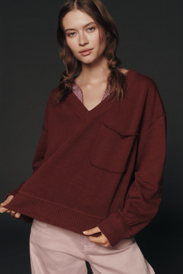 Pilcro The Montana Pocket Knit Top By  In Red