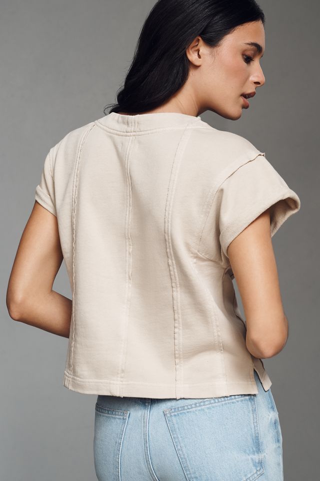 Pilcro Short-Sleeve Seamed Sweatshirt