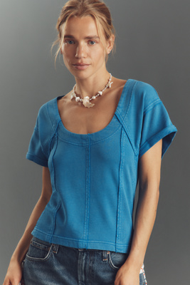 Pilcro Short-sleeve Seamed Sweatshirt