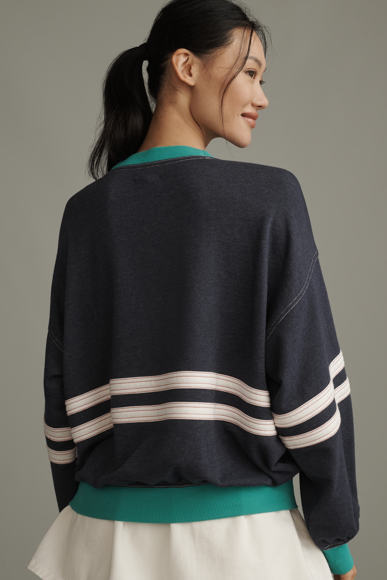 Pilcro Pep Rally Oversized Crew-Neck Sweatshirt