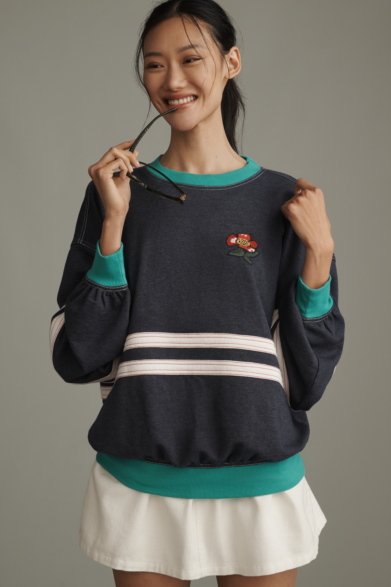Pilcro Pep Rally Oversized Crew-Neck Sweatshirt