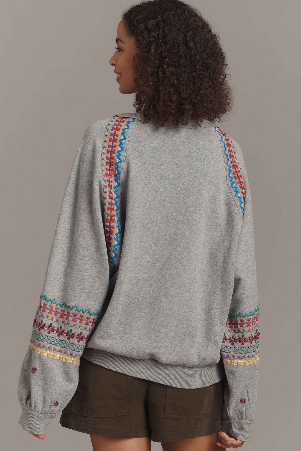 Pilcro Embroidered Pullover Sweatshirt