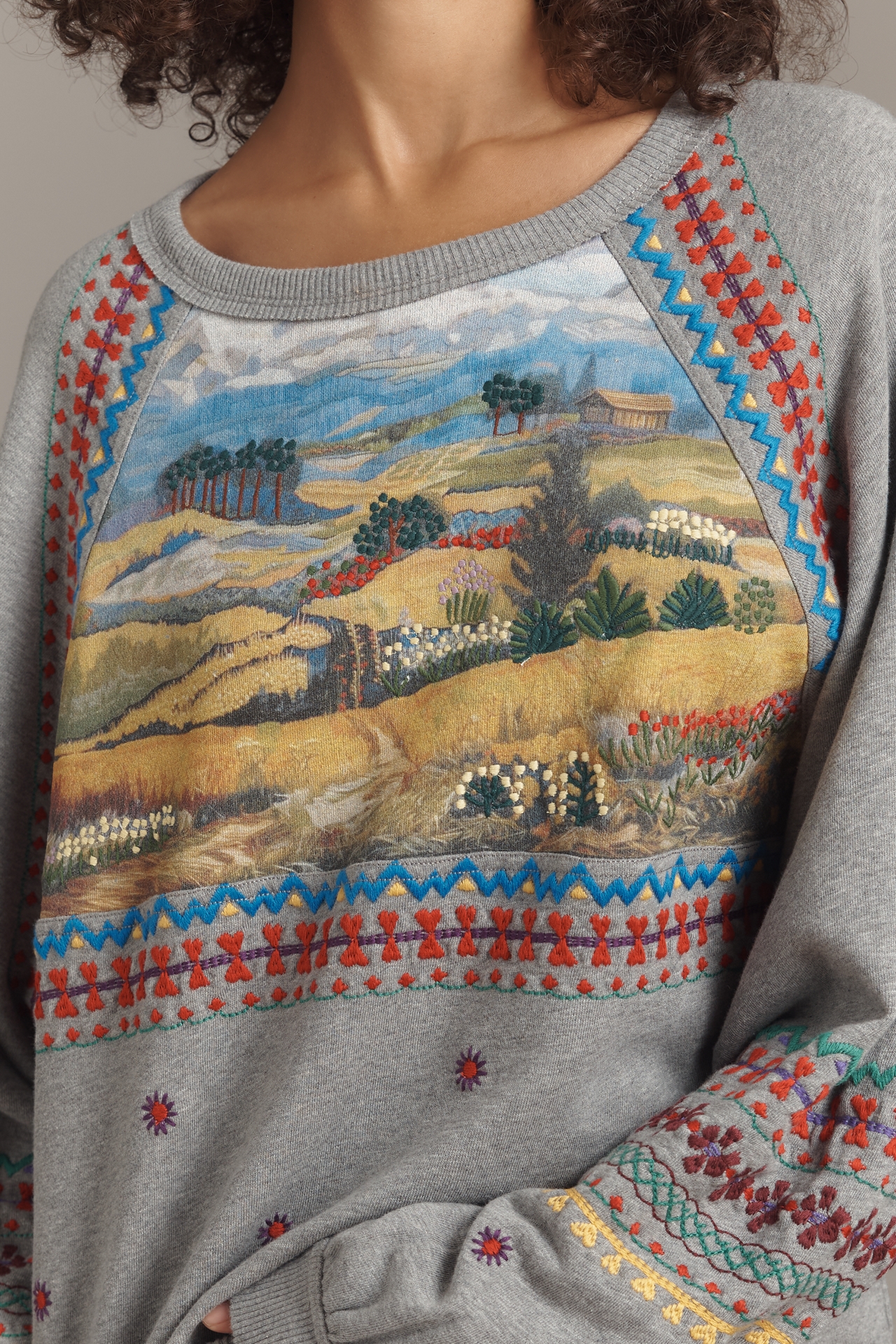Pilcro Embroidered Pullover Sweatshirt