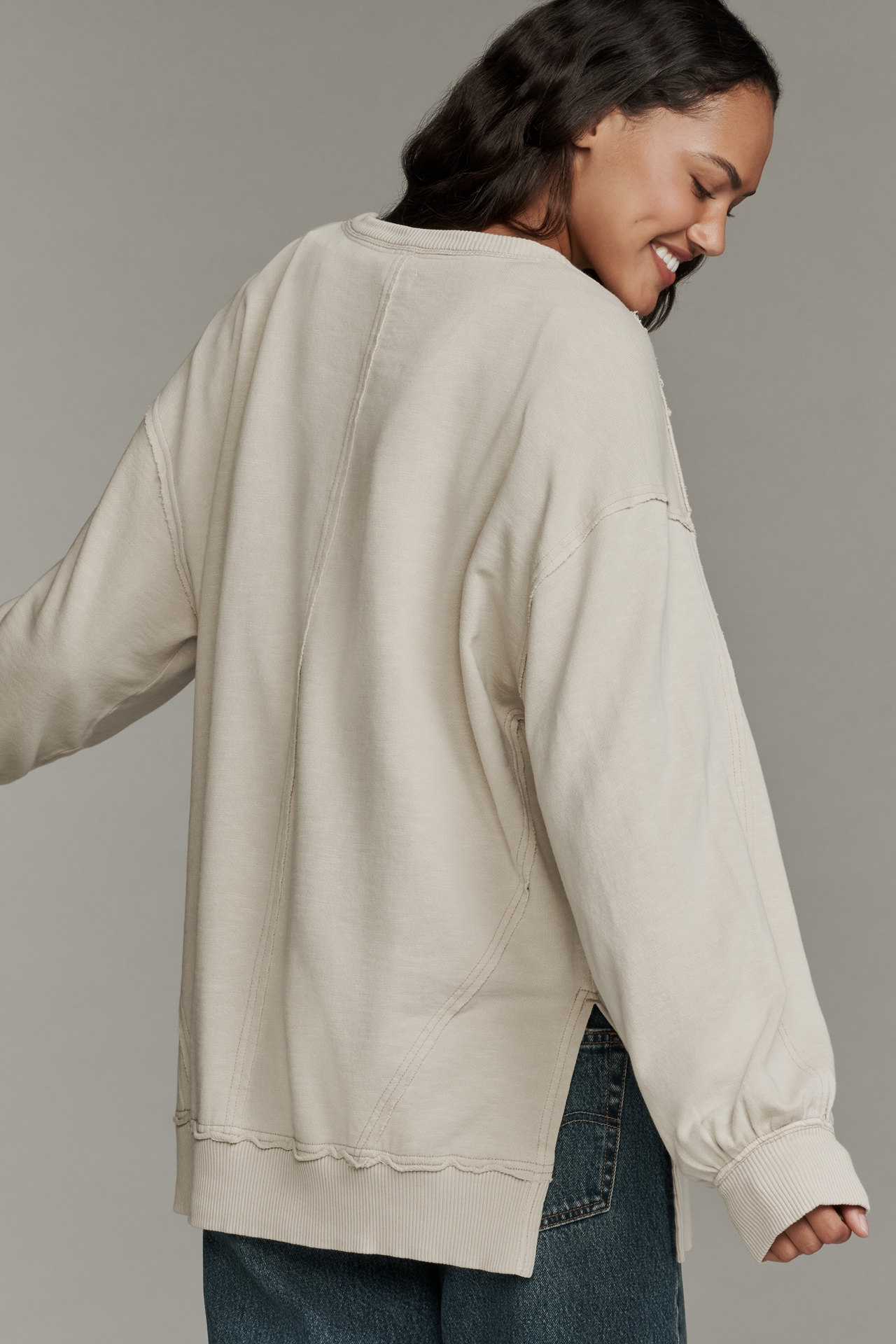 Pilcro Long-Sleeve V-Neck Oversized Popover Top