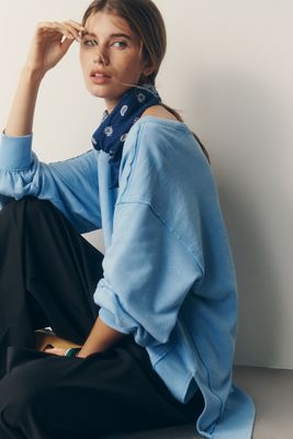 Pilcro Long-Sleeve V-Neck Oversized Popover Top