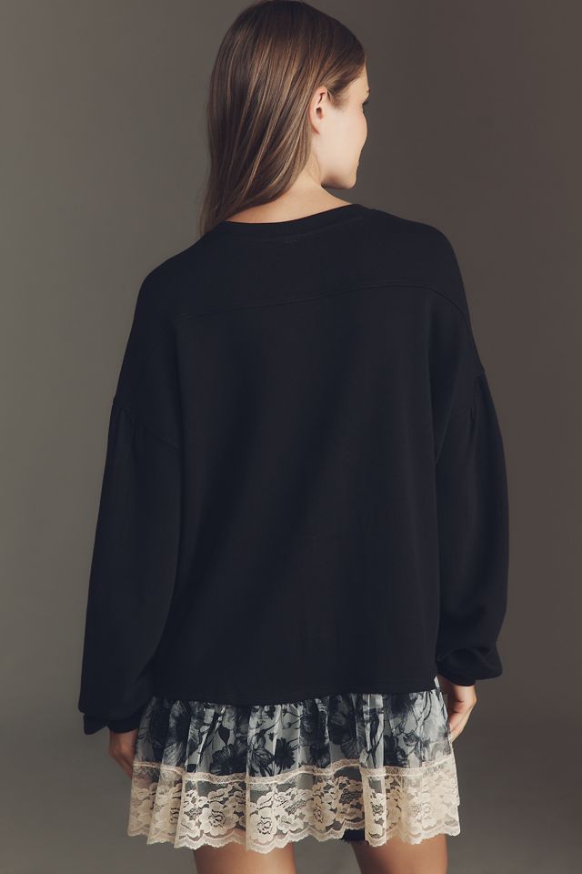 By Anthropologie Tulle-Hem Pullover Sweatshirt #2