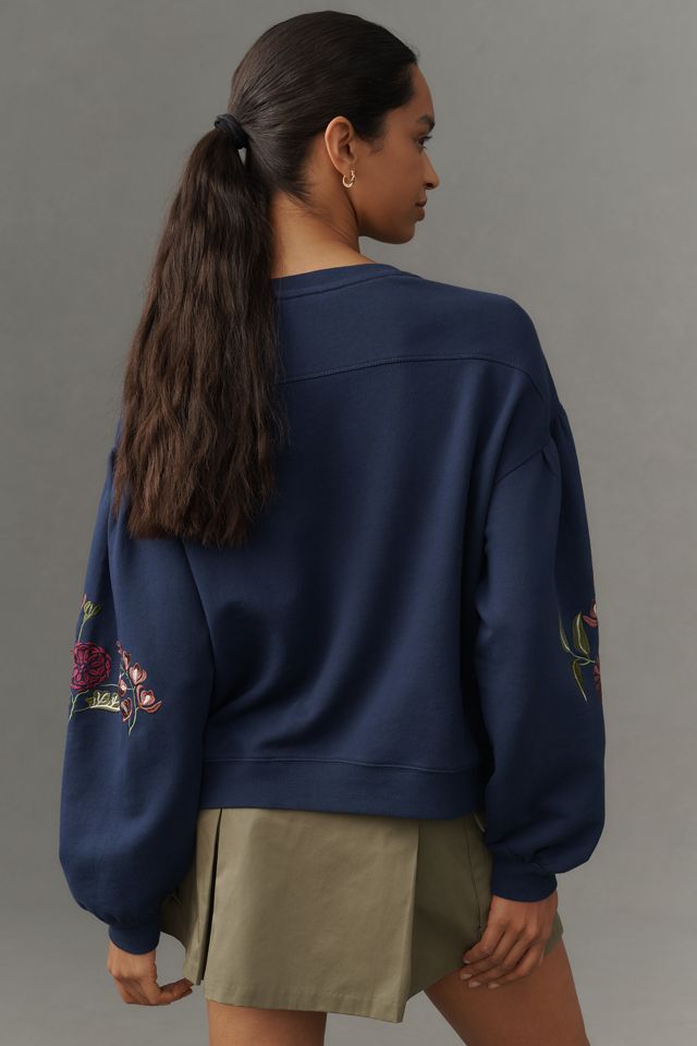By Anthropologie Floral Embroidered Sweatshirt #2