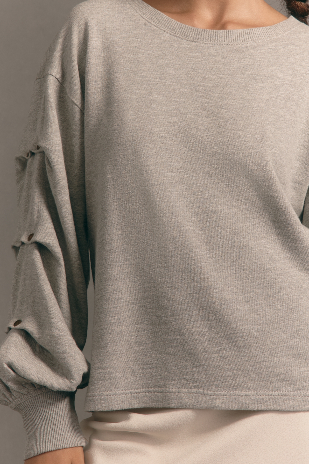 Pilcro Tucked-Sleeve Pullover