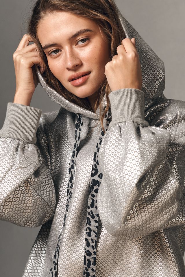 Pilcro Foiled Sequin Hooded Sweatshirt #1