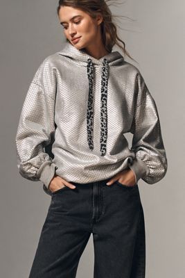 Pilcro Foiled Sequin Hooded Sweatshirt