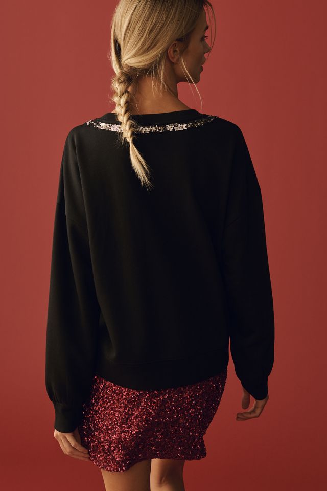 Maeve Embellished Bow Sweatshirt #1