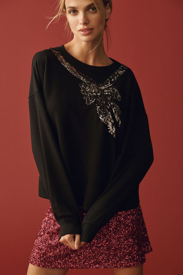 Maeve Embellished Bow Sweatshirt #2