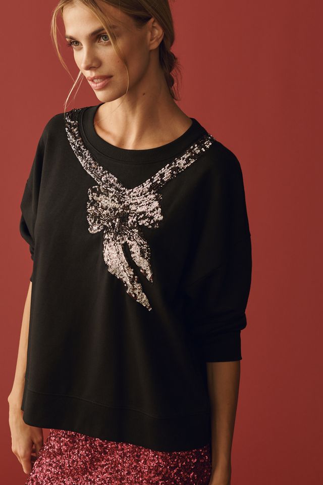 Maeve Embellished Bow Sweatshirt #3