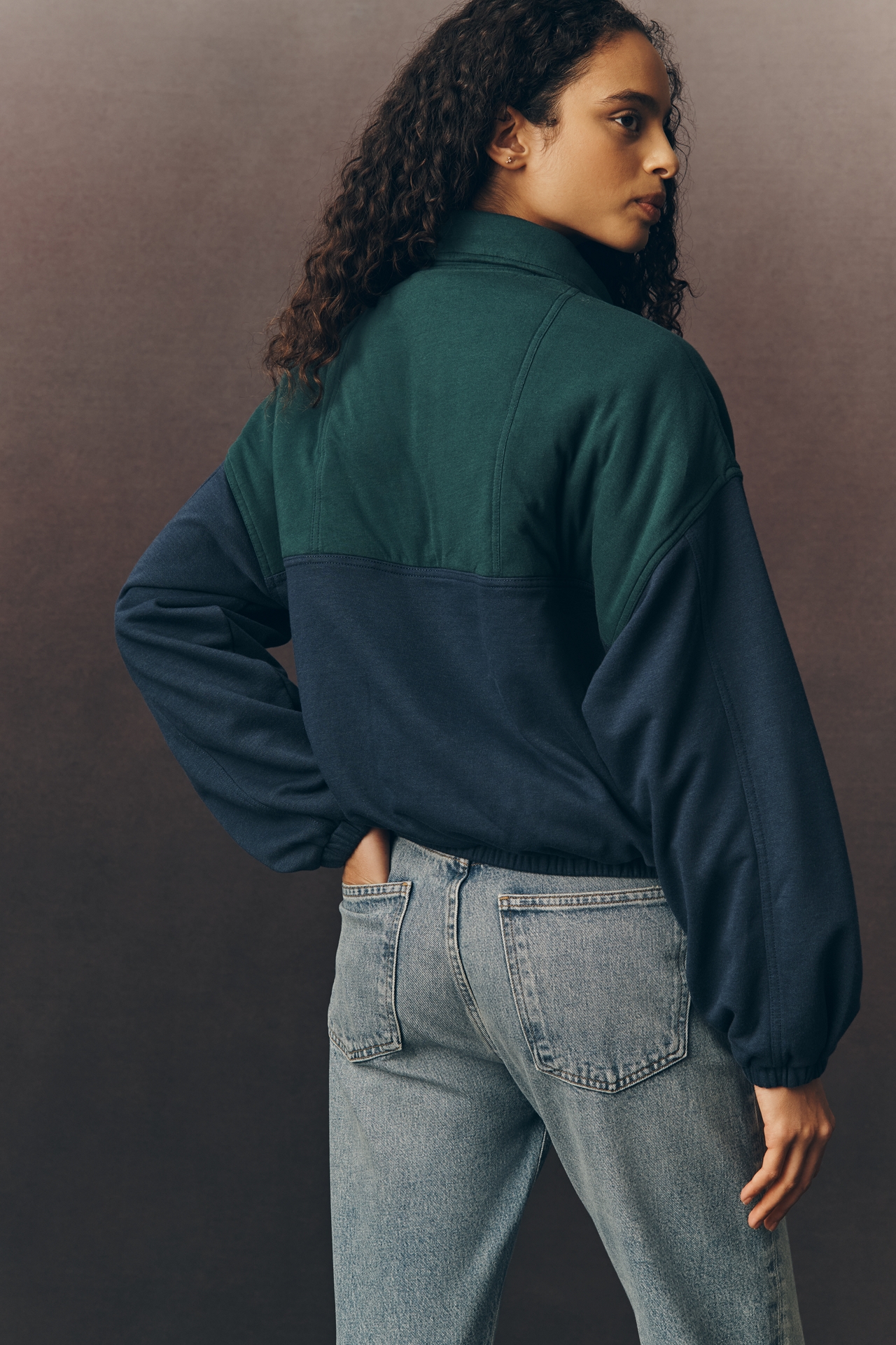 Pilcro Shetland Half-Zip Pullover Sweatshirt