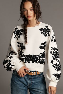 By Anthropologie Besticktes Chenille-Sweatshirt