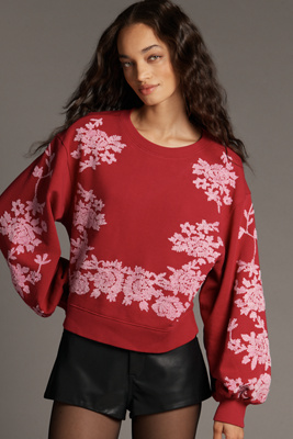 By Anthropologie Embroidered Chenille Sweatshirt In Multi