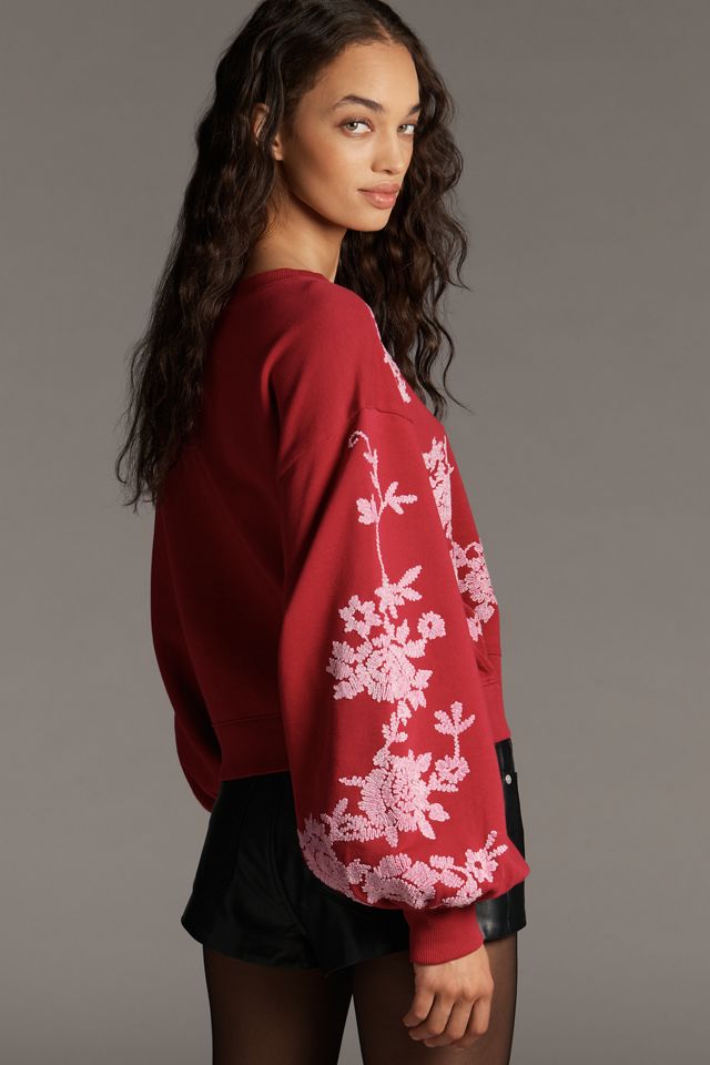 By Anthropologie Embroidered Chenille Sweatshirt #3