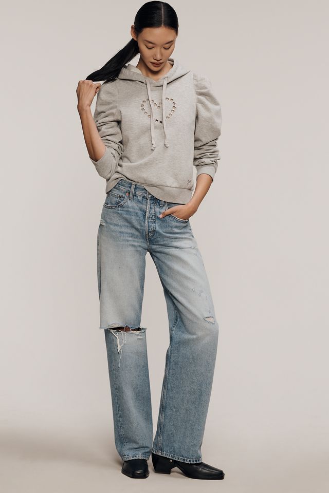 Maeve Puff-Sleeve Grommet Heart Sweatshirt #2