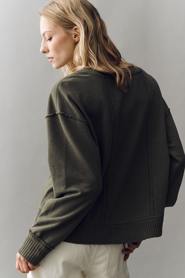 Pilcro V-Neck Graphic Sweatshirt | Anthropologie