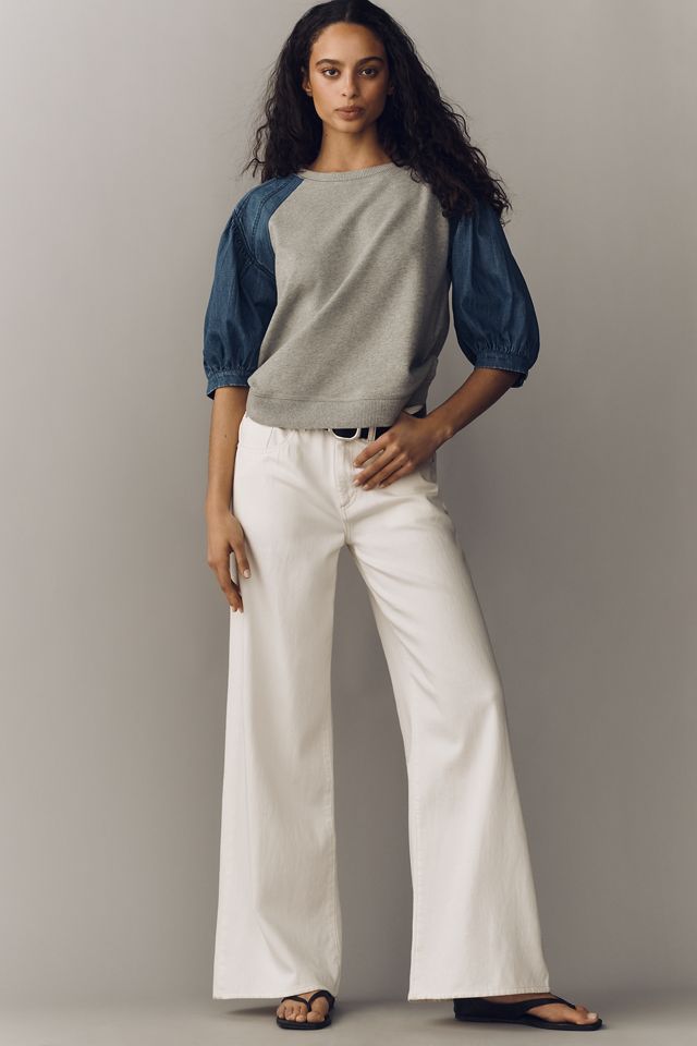 Pilcro Cotton Reworked Puff-Sleeve Sweatshirt #1
