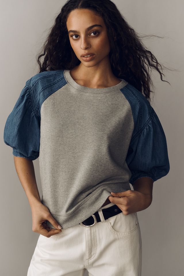 Pilcro Cotton Reworked Puff-Sleeve Sweatshirt #2