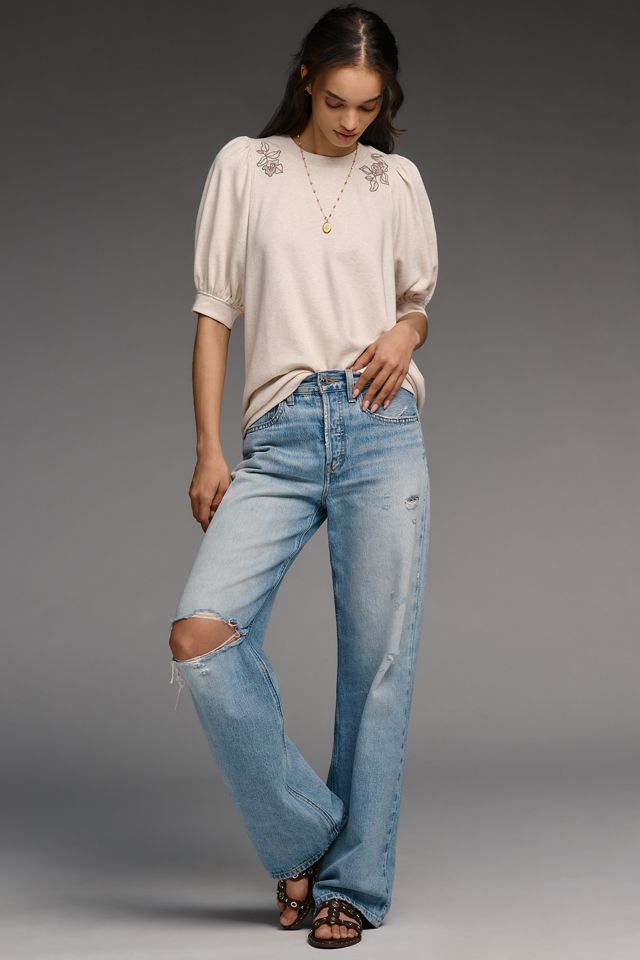 Maeve Embroidered Half-Sleeve Swing Sweatshirt #2