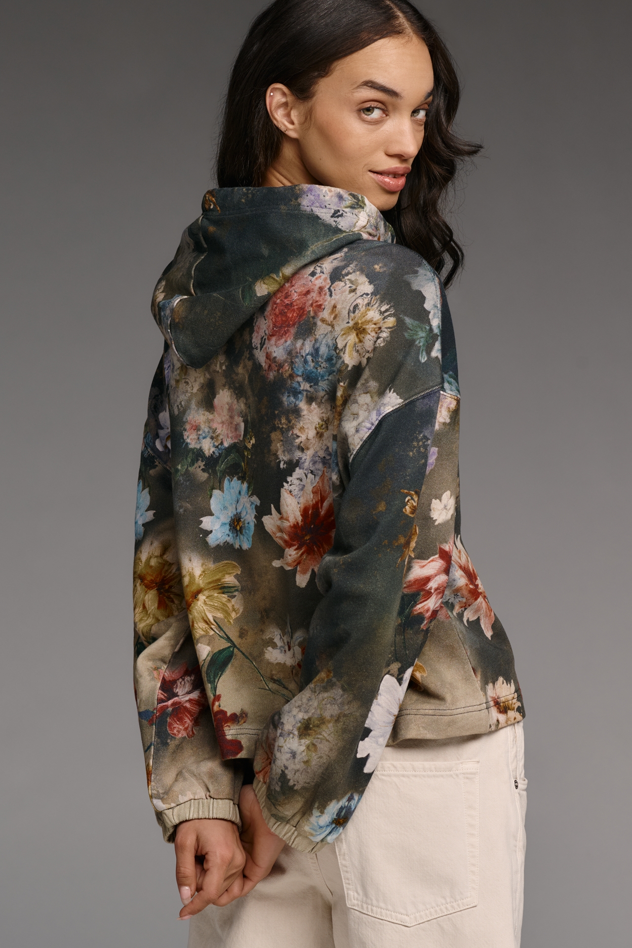 Pilcro Cotton Printed Hooded Sweatshirt