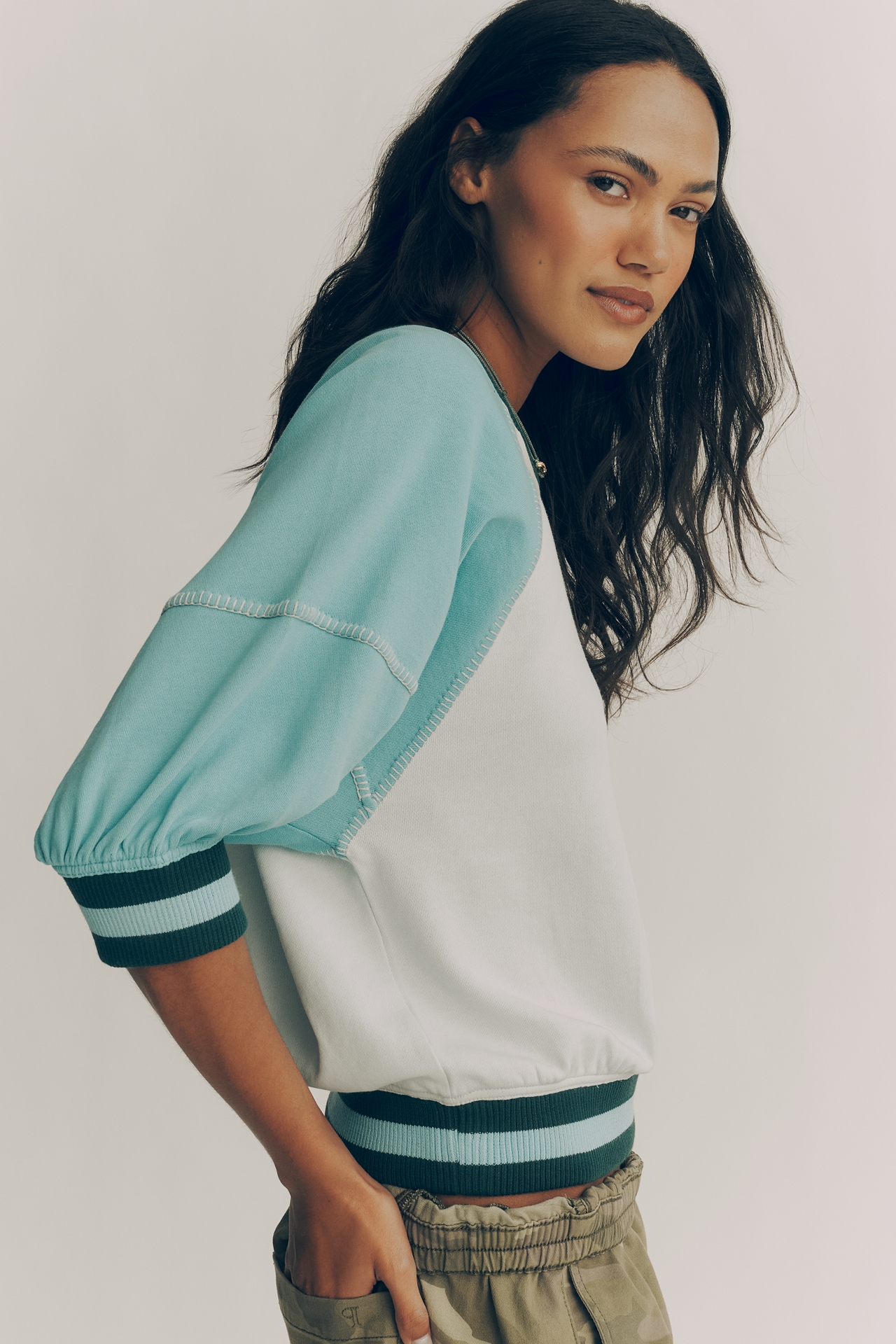 Pilcro Niki Colorblock Raglan Sweatshirt