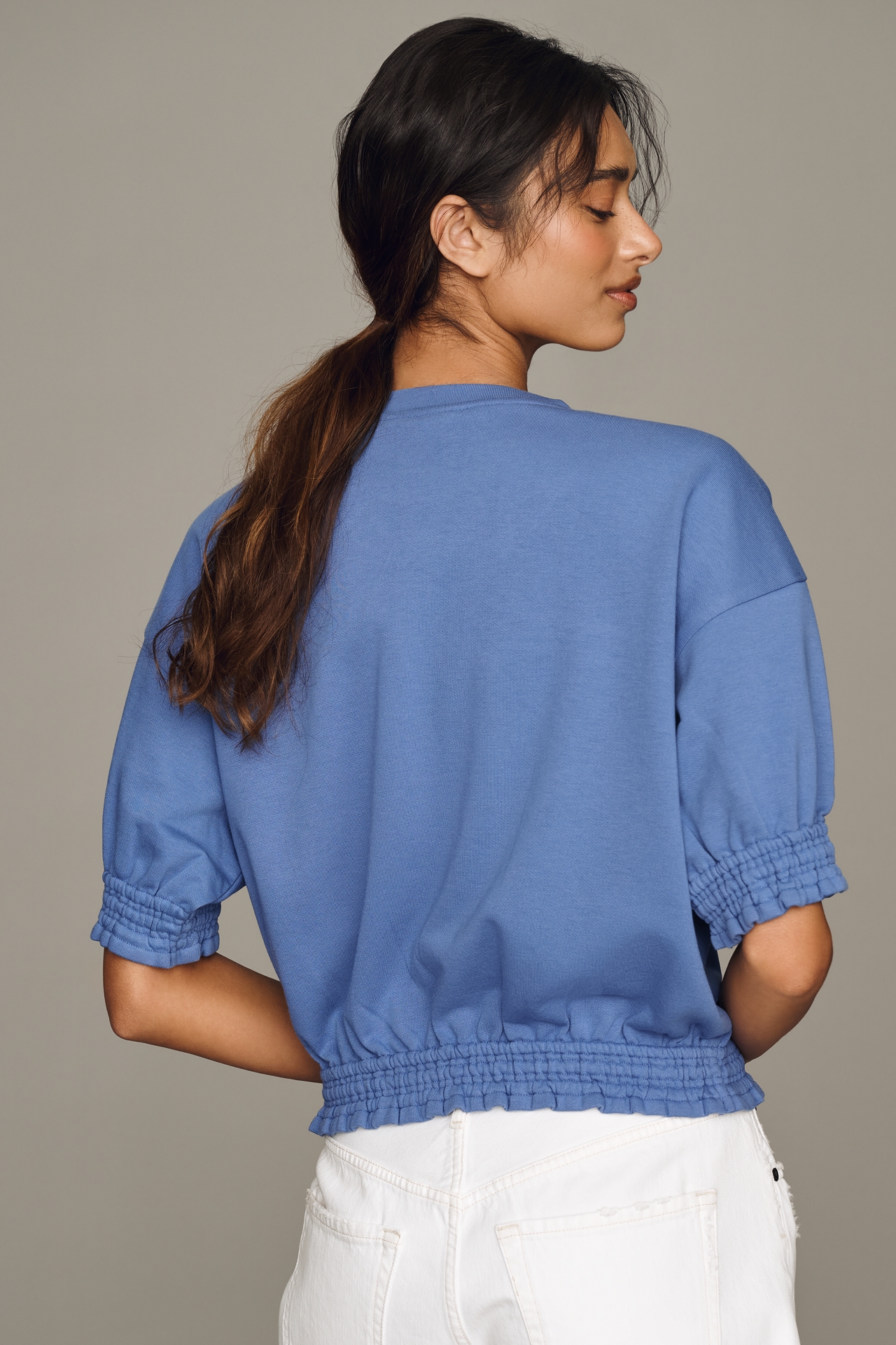 Maeve Short-Sleeve Bubble Sweatshirt
