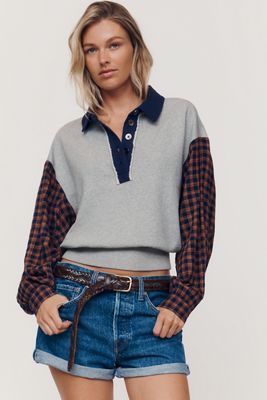 Pilcro 100% Cotton Mixed Knit Pullover