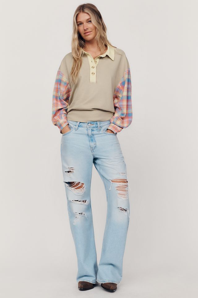 Pilcro 100% Cotton Mixed Knit Pullover #1