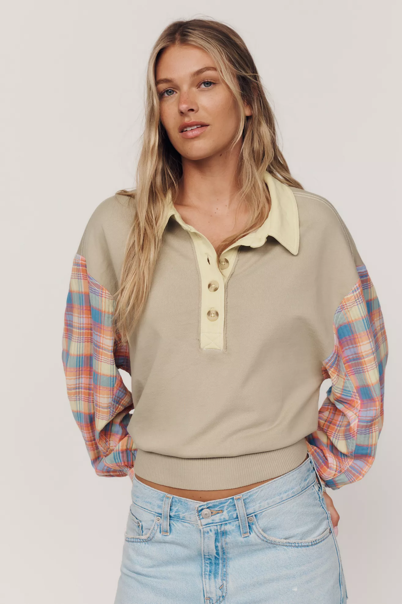 Pilcro 100% Cotton Mixed Knit Pullover