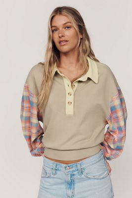 Pilcro 100% Cotton Mixed Knit Pullover