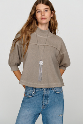 Pilcro 100% Cotton Mock Neck Swing Top by Anthropologie