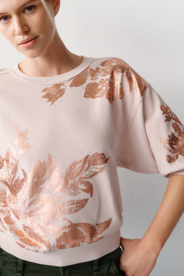 Pilcro Niki 100% Cotton Foil Print Sweatshirt by Anthropologie
